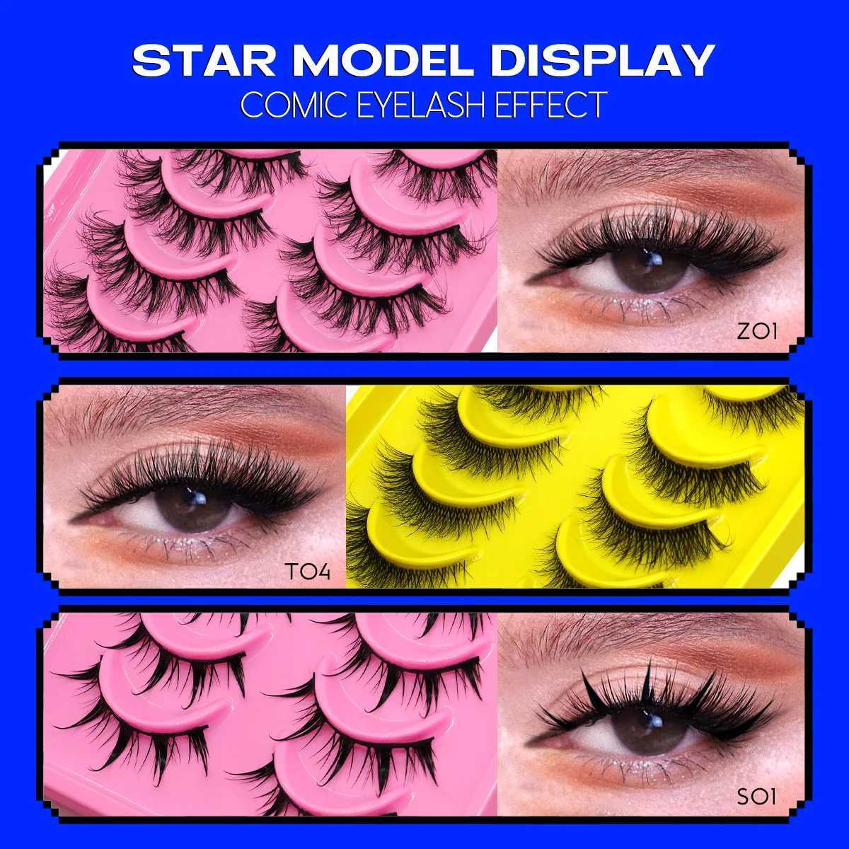 Groinneya feline eyelashes artificial mink eyelashes wingtip eyelashes long eyelashes crossed Wispy full eyelashes eyelash extensions W240803