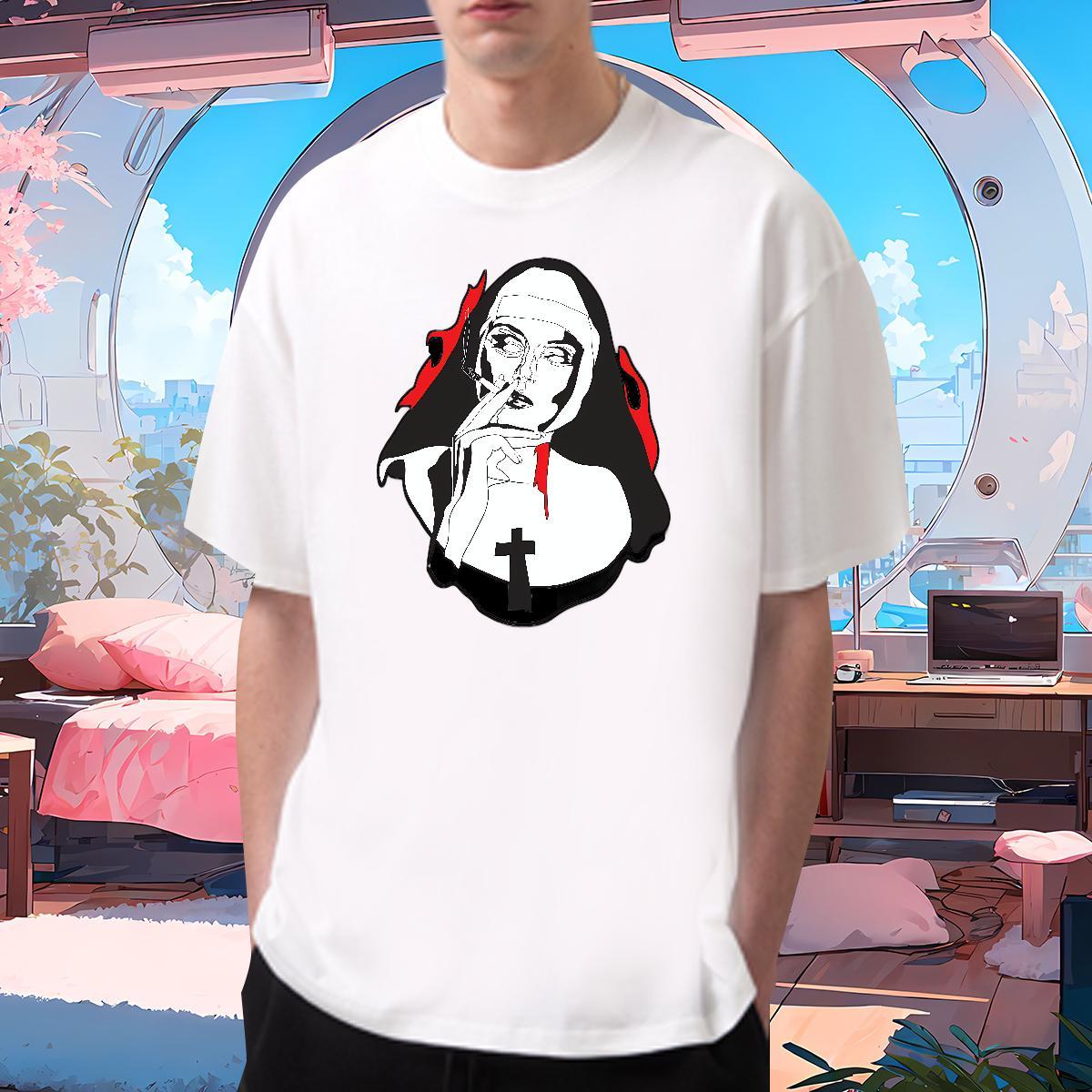 T shirt 230g Cotton nun Daily Wear Round Neck Short Sleeve Floral Print Men Clothes T-Shirt Fashion Casual Unisex Tops Shirt