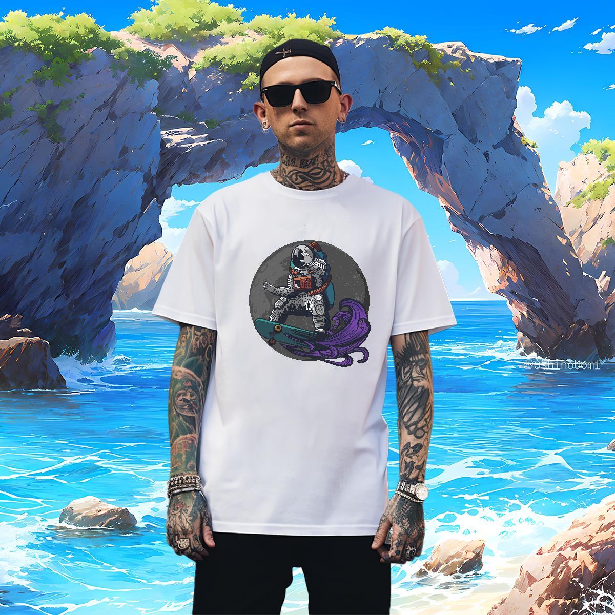 T Shirt For Man 230g 100% Cotton cosmonaut Sports Casual Breathable Short Sleeve Custom Printing Men Tshirts New Designer Cool Tops Shirt