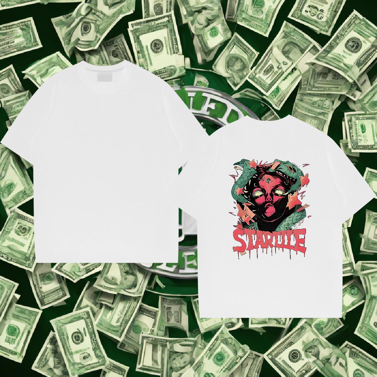 Custom T-Shirts for Men 230g Pure Cotton snake Casual Tops Tees Breathable Short Sleeve Cool Men Tshirts Cartoon Printing L-4XL