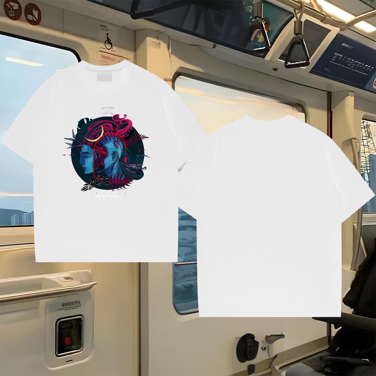 Designer Fashion Men T Shirts 230g Cotton terror Street Wear Tshirts O-Neck Short Sleeve Brand Couples T Shirts Cartoon Printing L-4XL