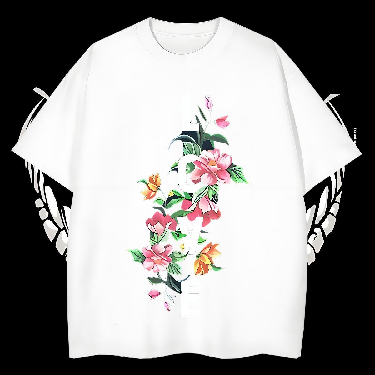 2024 DIY T-Shirts for Men 230g Pure Cotton flower Street Wear Tees Shirts Crew Neck Cool Men Tops Tees Customized Print