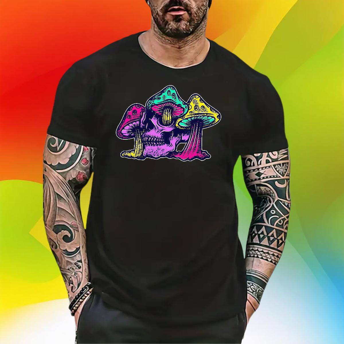 Classic Casual T-Shirts 100% Cotton 230g mushroom Casual Beach Clothes O Neck Short Sleeves Cool Couples T Shirts Cartoon Print