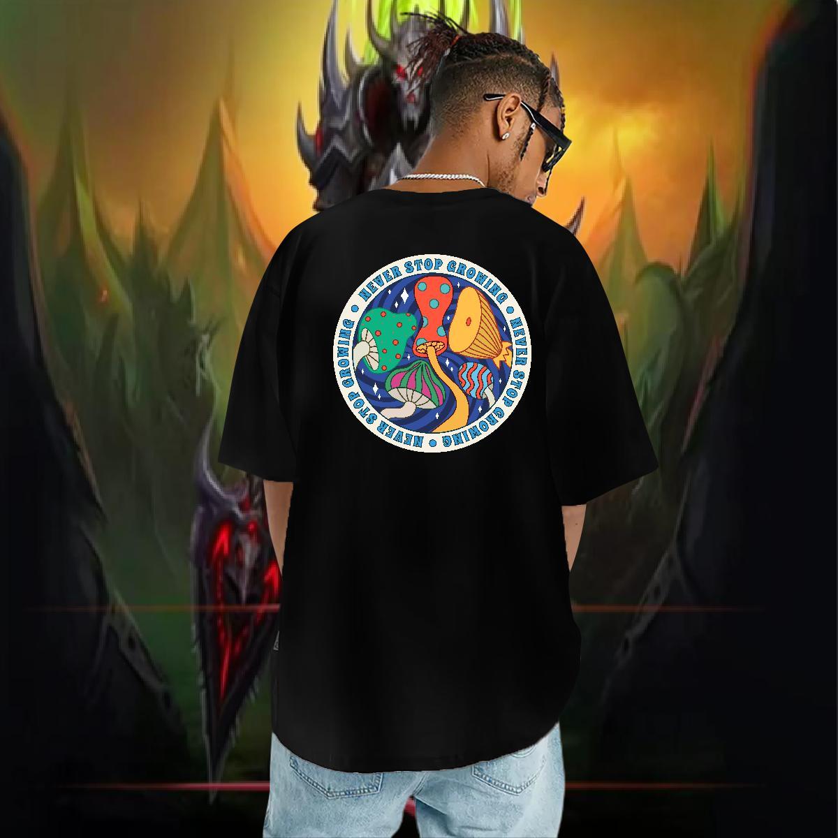 Classic T Shirts Men 100% Cotton 230g mushroom Street Tops Tees Breathable Crew Neck Brand Men Tshirts Customized Print