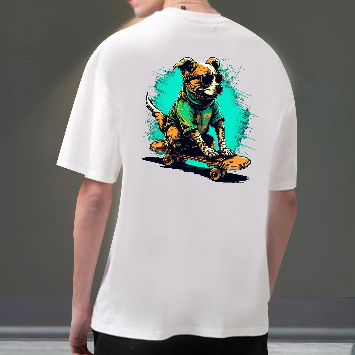 2024 DIY Man T Shirts 230g Cotton dog High Street Hip Hop Tshirts O-Neck Short Sleeve Soft Men Tops Tees Anime Print