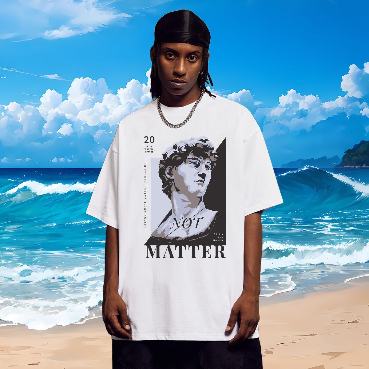 Classic Casual T-Shirts 230g Cotton Statue of David Hip Hop Street Polos Breathable Short Sleeve Unisex Tshirt for Man Woman Customized