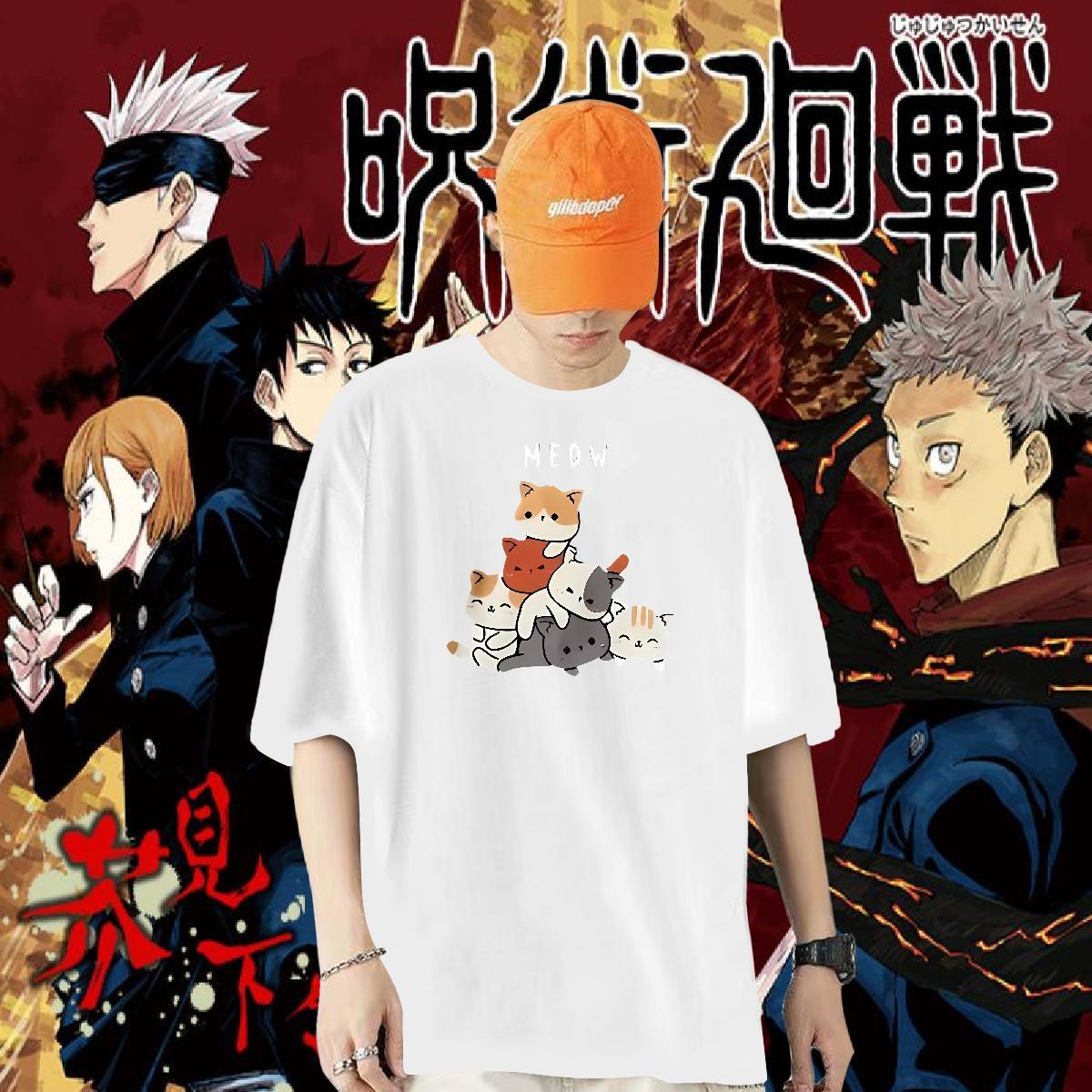 Casual New T shirt 230g Cotton cat Summer Casual Tees Shirts Breathable Soft Brand Tshirt for Man Woman Anime