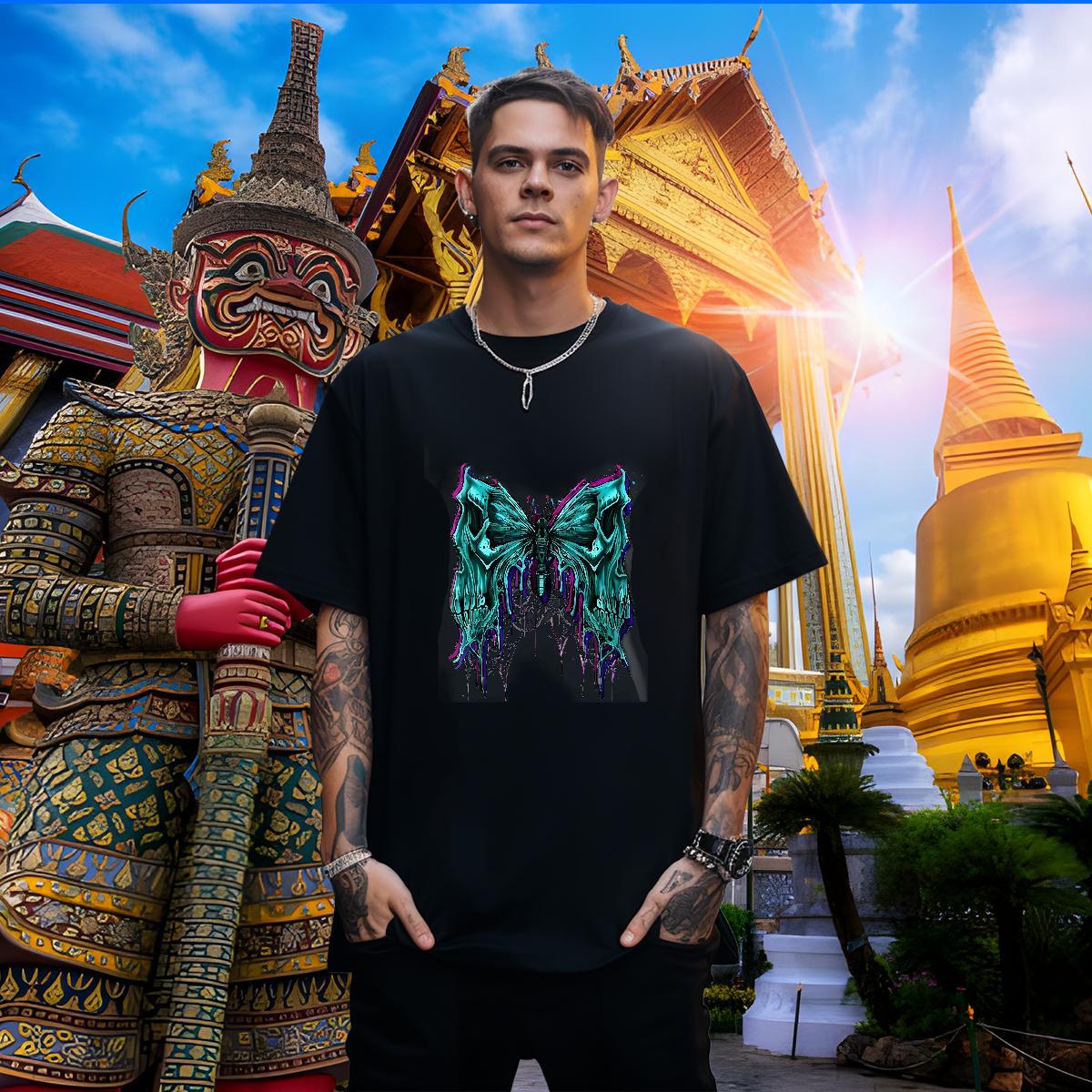 Cool Men Tshirts 100% Cotton 230g halloween Men T Shirts Anime Printing Street Breathable Plus Size Custom Classic Casual Tees