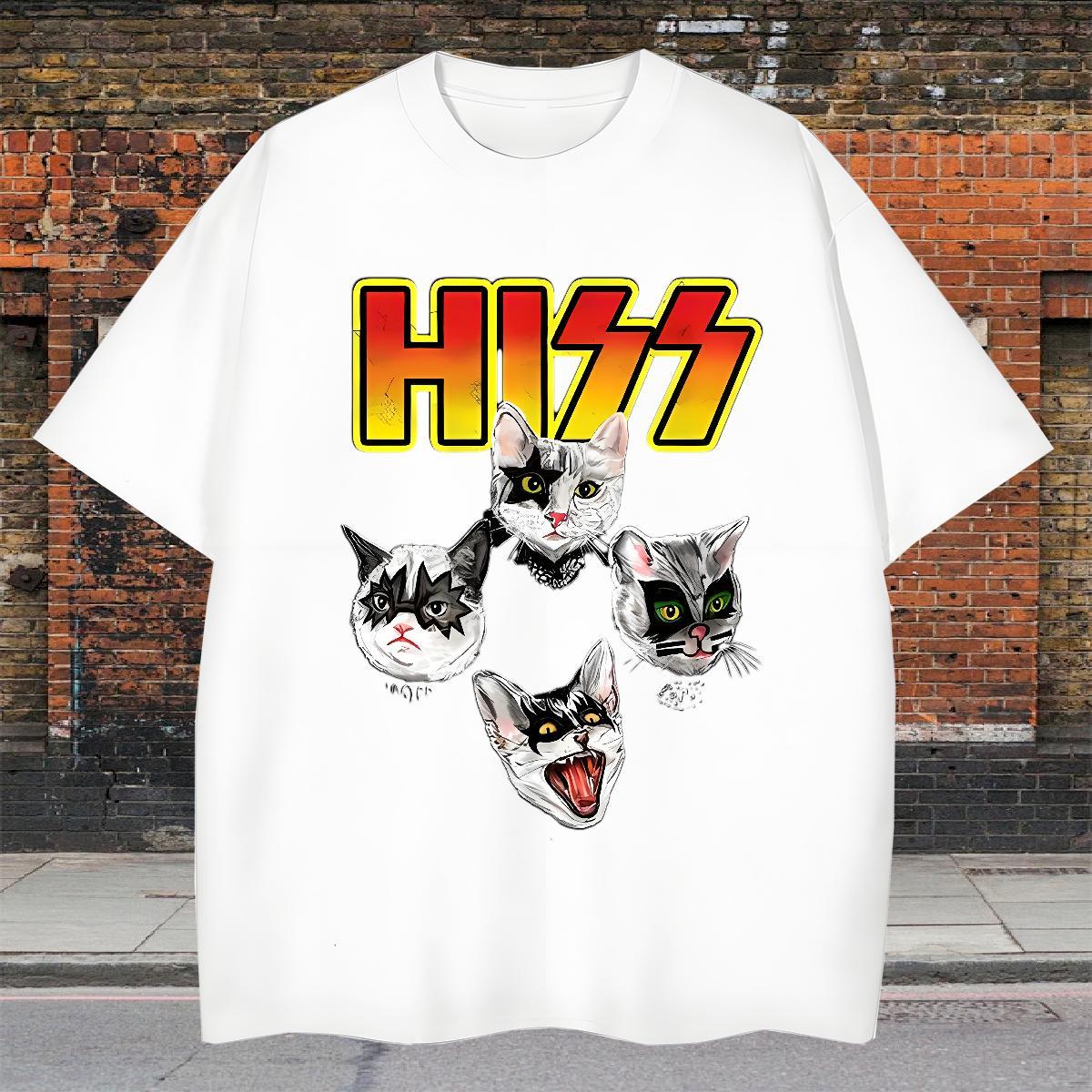 Loose Mens Tshirts 230g 100% Cotton Street wear Hip Hop cat Oversized 4XL Breathable Crew Neck 2024 T-Shirts for Men Tees Shirts