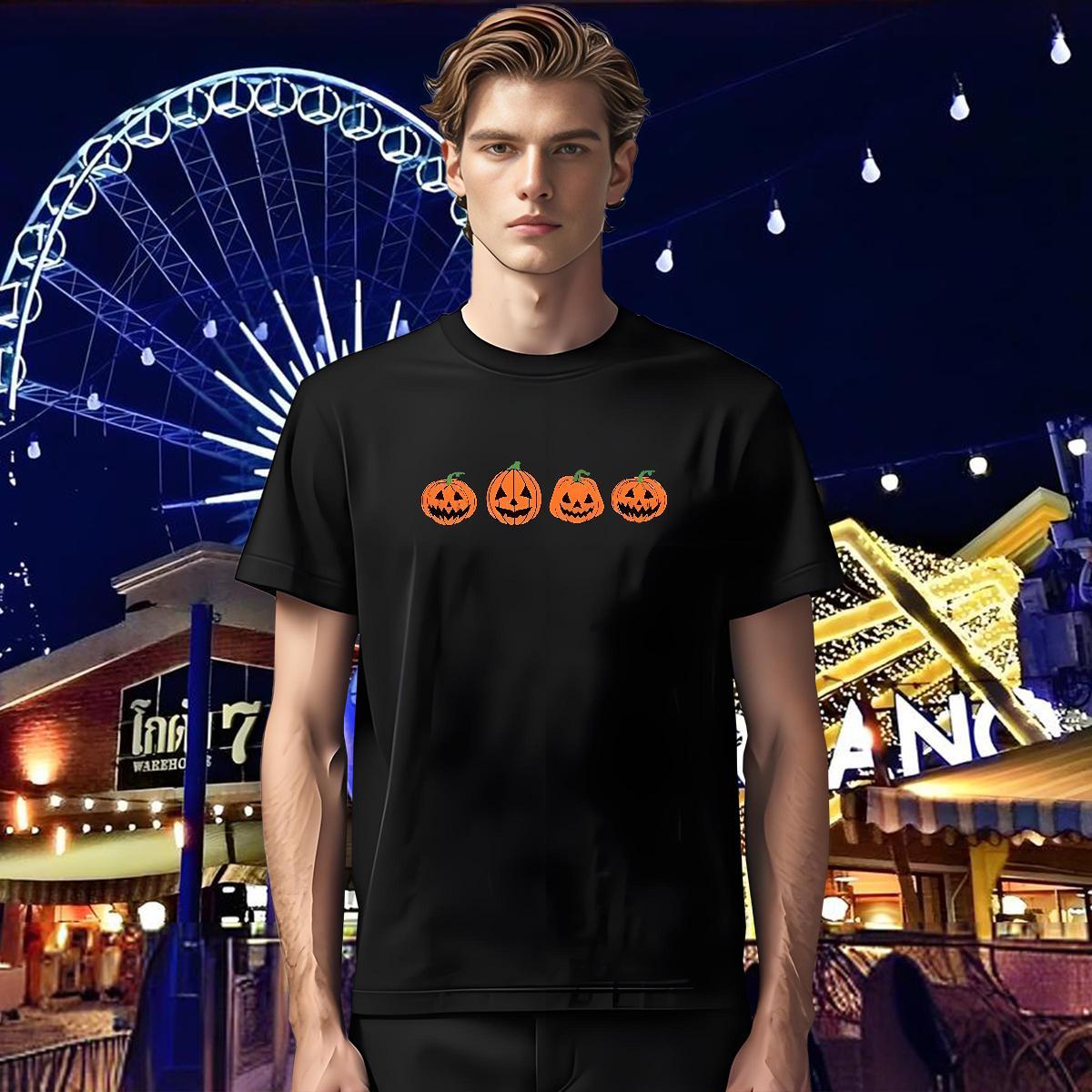 Man T Shirts 100% Cotton 230g halloween Sports Casual Breathable Crew Neck White Plus Size Men Tshirts 2024 Summer Unisex Wear