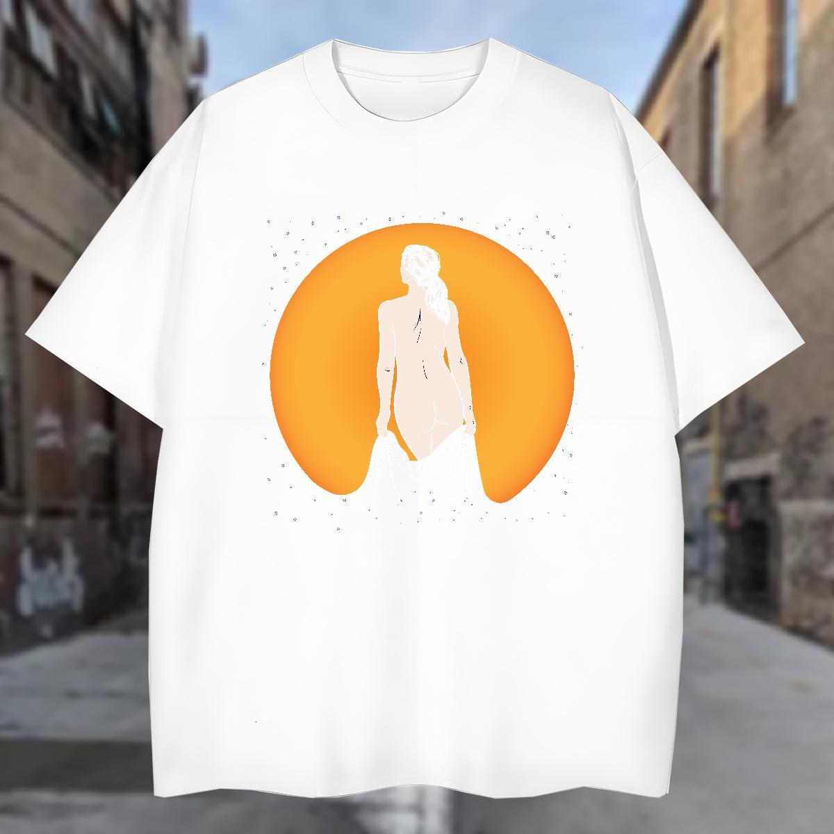 T Shirt For Man 230g 100% Cotton portrait Hip Hop Street O Neck Short Sleeves White Plus Size Men Tops Tees Designer Loose Top Tees