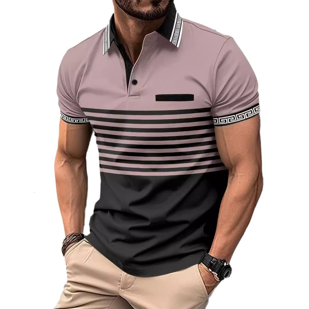 Instagram Summer Fast Selling POLO Shirt Jacquard Thread Flip Collar Men's Sports Polo