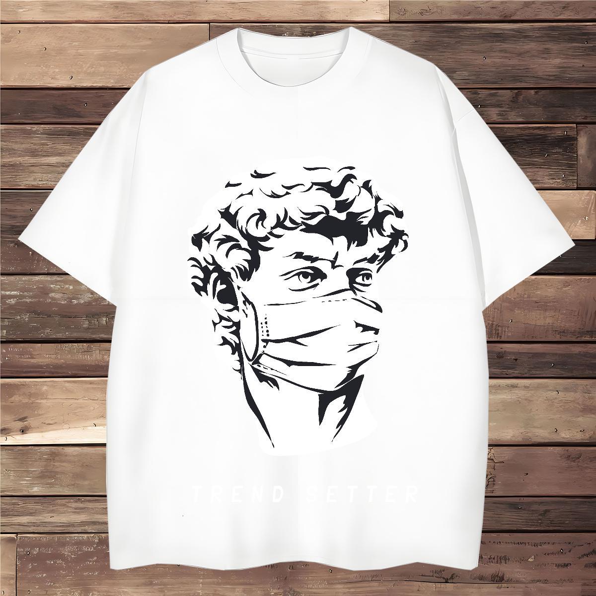 Mens T Shirts 100% Cotton 230g portrait Home Outdoor Round Neck Short Sleeve Oversized 4XL Tshirts Fashion Design Classic Tees Shirts