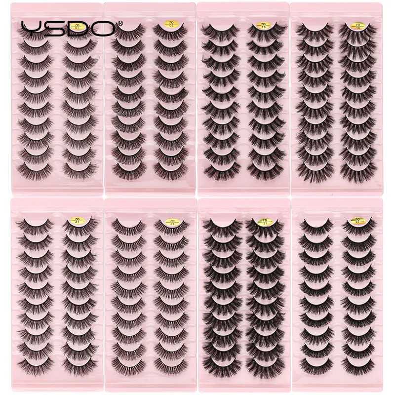 Eyelash 3/5/10 Double False Eyelash 3D Mink Eyelash Russian Striped Eyelash Thick Makeup Dramatic Fluffy False Eyelash Artificial Cilios W240803