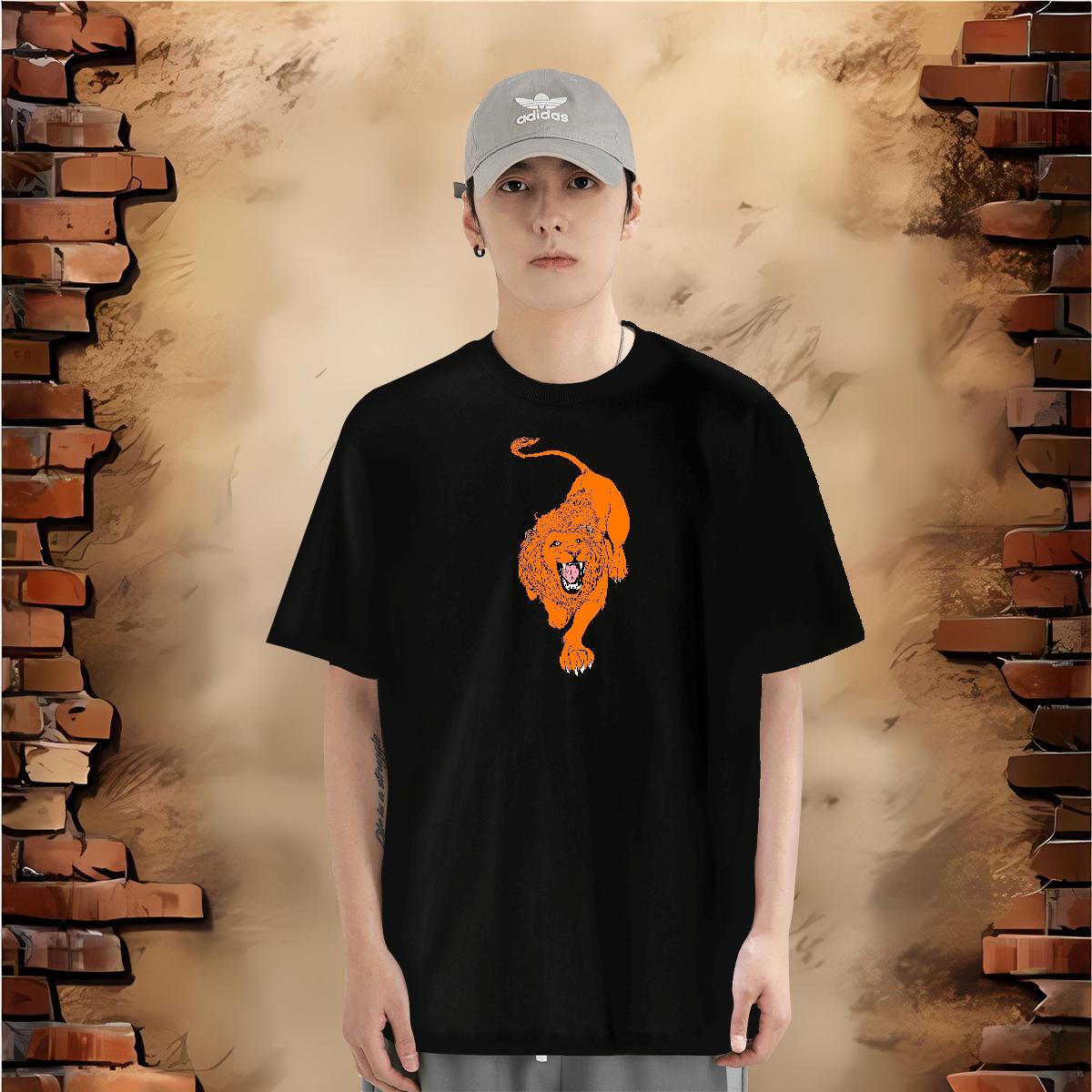 T Shirts Men 230g 100% Cotton tiger Sport Breathable Crew Neck Skull Men Tees DIY Customized Popular Clothings