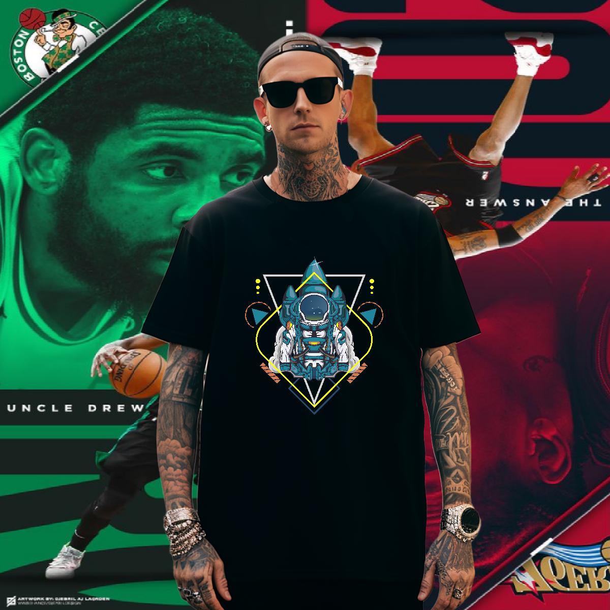 T Shirt For Man 230g Cotton cosmonaut Anime Printing Street Pure Cotton Oversized Mens Tshirts Casual New Wholesale Top Tees