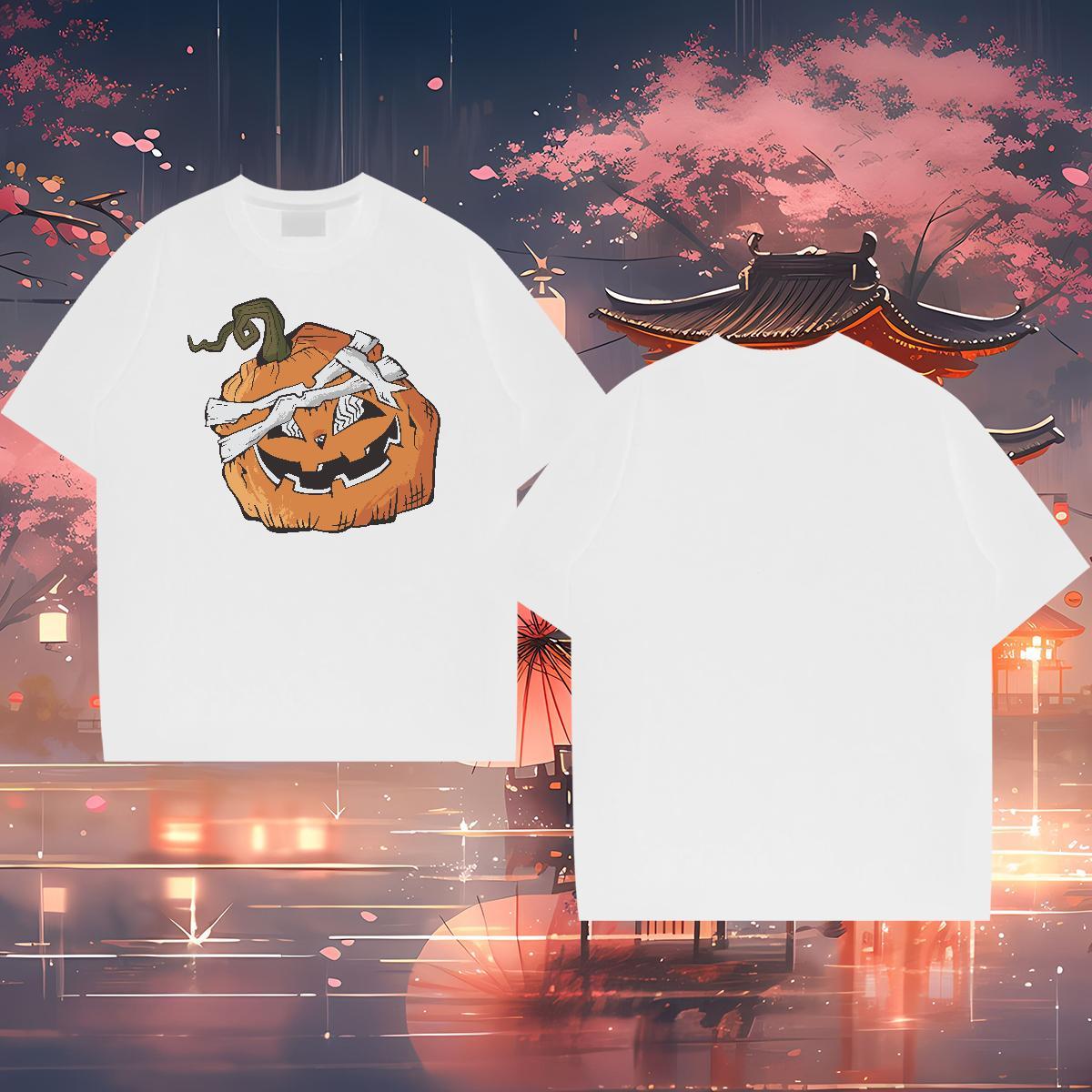 Classic Men T Shirts 230g Cotton pumpkin Home Outdoor Tshirts Short Sleeve Soft Wholesale Men Tees Black White