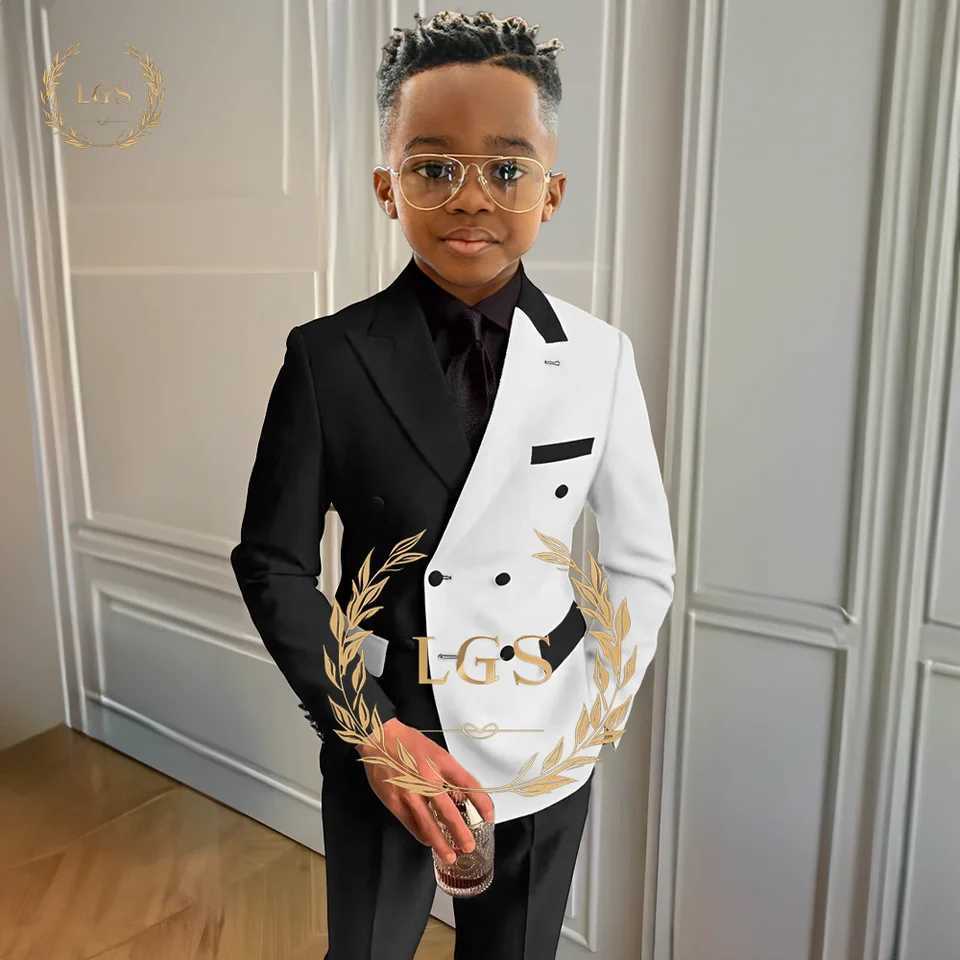 Suits Boys Formal Elegant Colorblock Suit 2 Piece Set (Jacket and Pants) Kids Wedding Party and Dinner Formal Occasion Dress