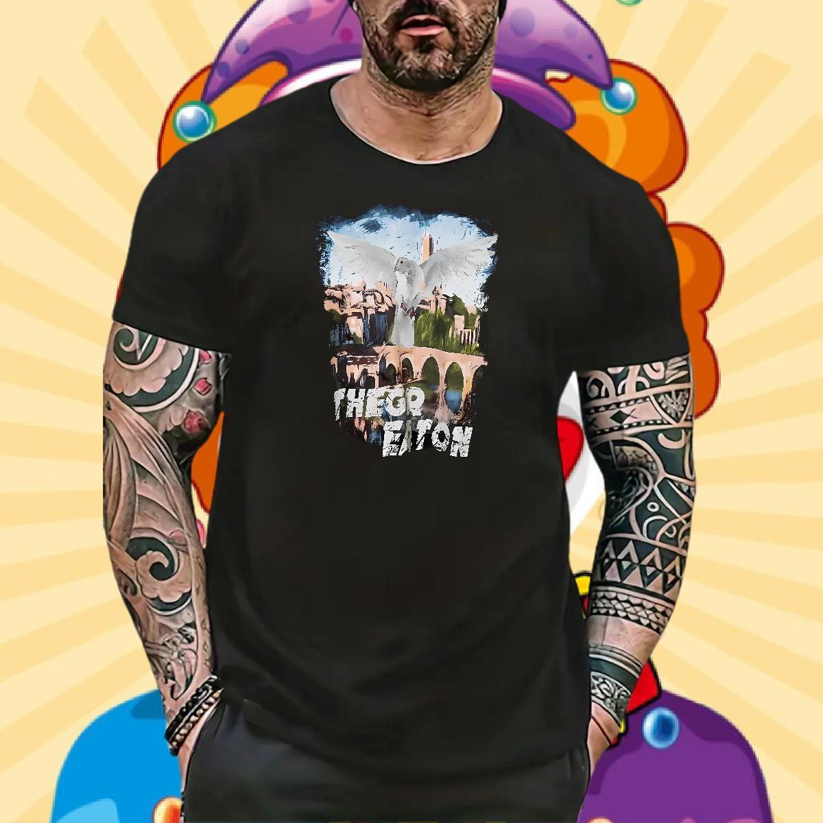 2024 New T shirt 100% Cotton 230g eagle Street Casual Tees Shirts Short Sleeve Soft Popular Couples T Shirts DIY Printed