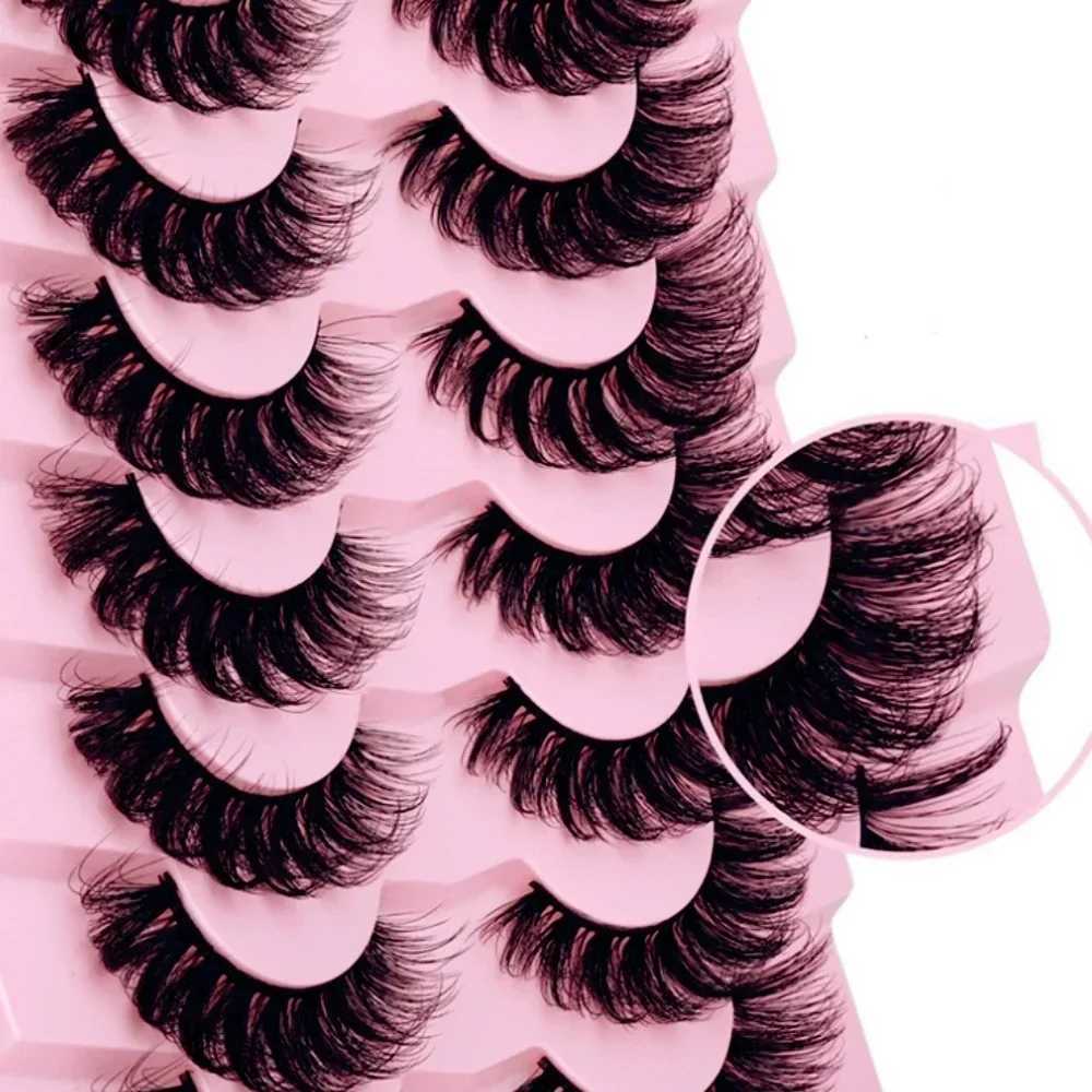 7 pairs of fake eyelash curlers artificial mink fur fluffy eyelashes dramatic D-curls 18mm thick eyelashes W240803