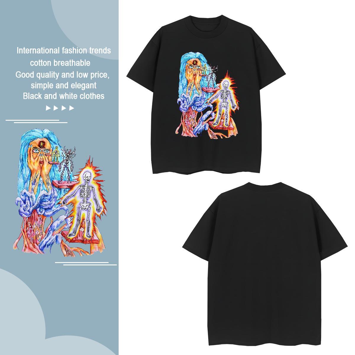 Man T Shirts 230g Cotton blue hair Street Wear Breathable Soft Customized Men Tees Fashion Classic Tops Shirt