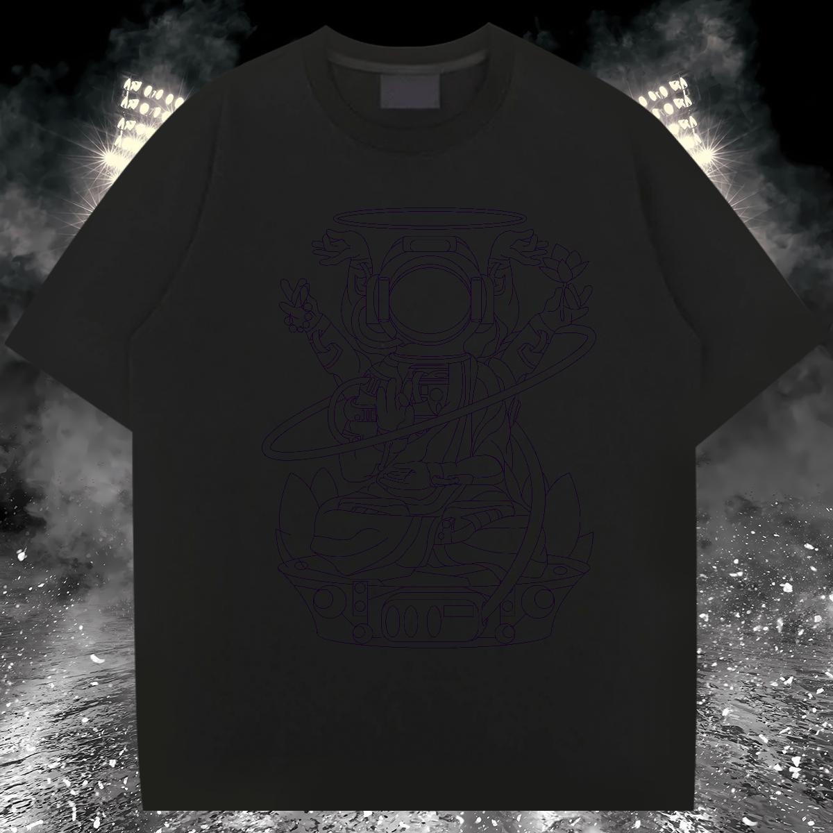 Man T Shirts 230g Pure Cotton universe High Street Hip Hop O-Neck Short Sleeve Plus Size Cartoon Tshirt for Man Woman 2024 DIY TOP Quality Tees