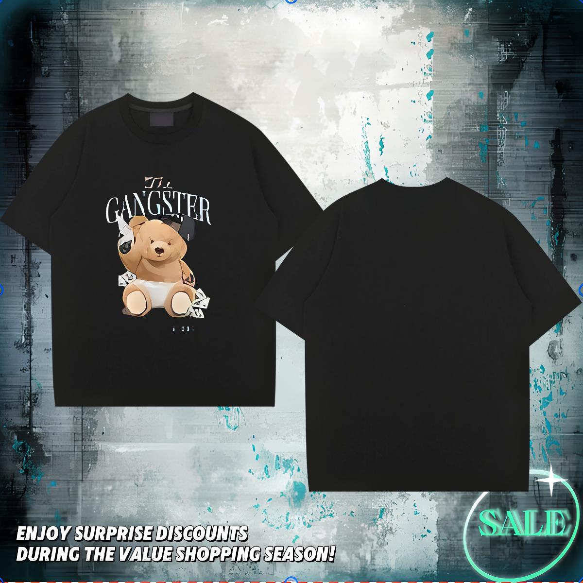 Custom T shirt 230g Pure Cotton bear Outdoor Clothings Breathable Short Sleeve Loose Fit Couples T Shirts DIY