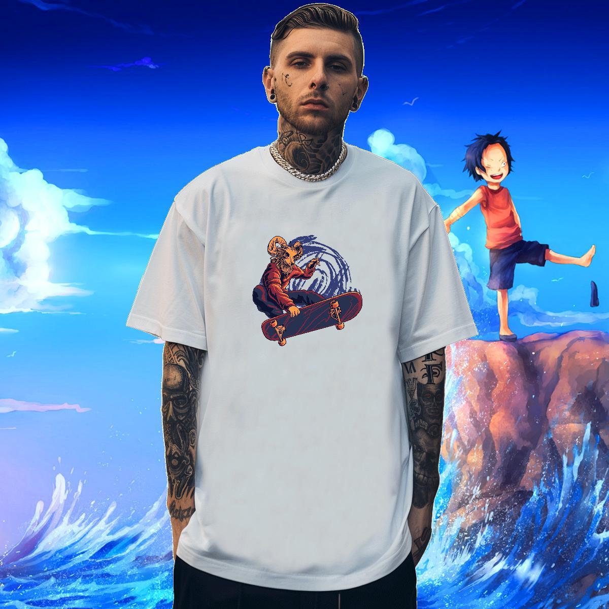 Classic Casual T shirt 230g Pure Cotton sheep Hip Hop Polos Round Neck Short Sleeve Unisex Men Clothes T-Shirt Oversized