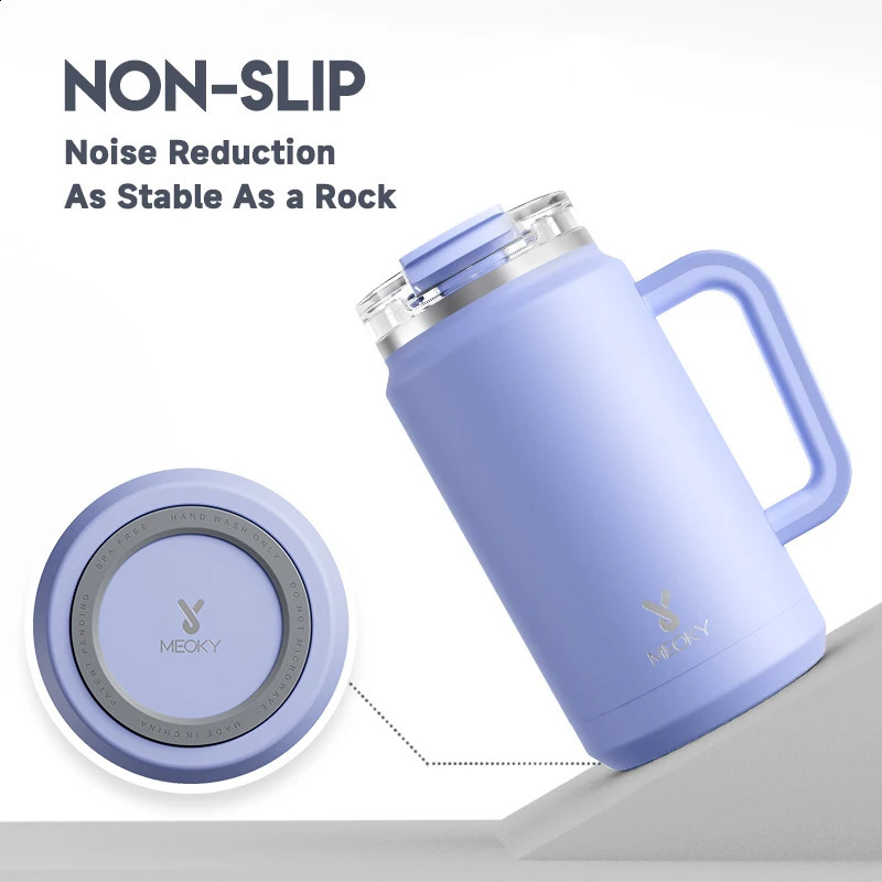 Meoky 50 oz large capacity vacuum cup purple black stainless steel leak proof car beverage 240805