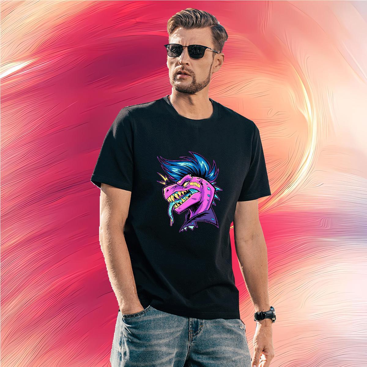 T-Shirts for Men 230g 100% Cotton dinosaur Sport O-Neck Short Sleeve Customized Couples T Shirts DIY Customized Wholesale Clothings