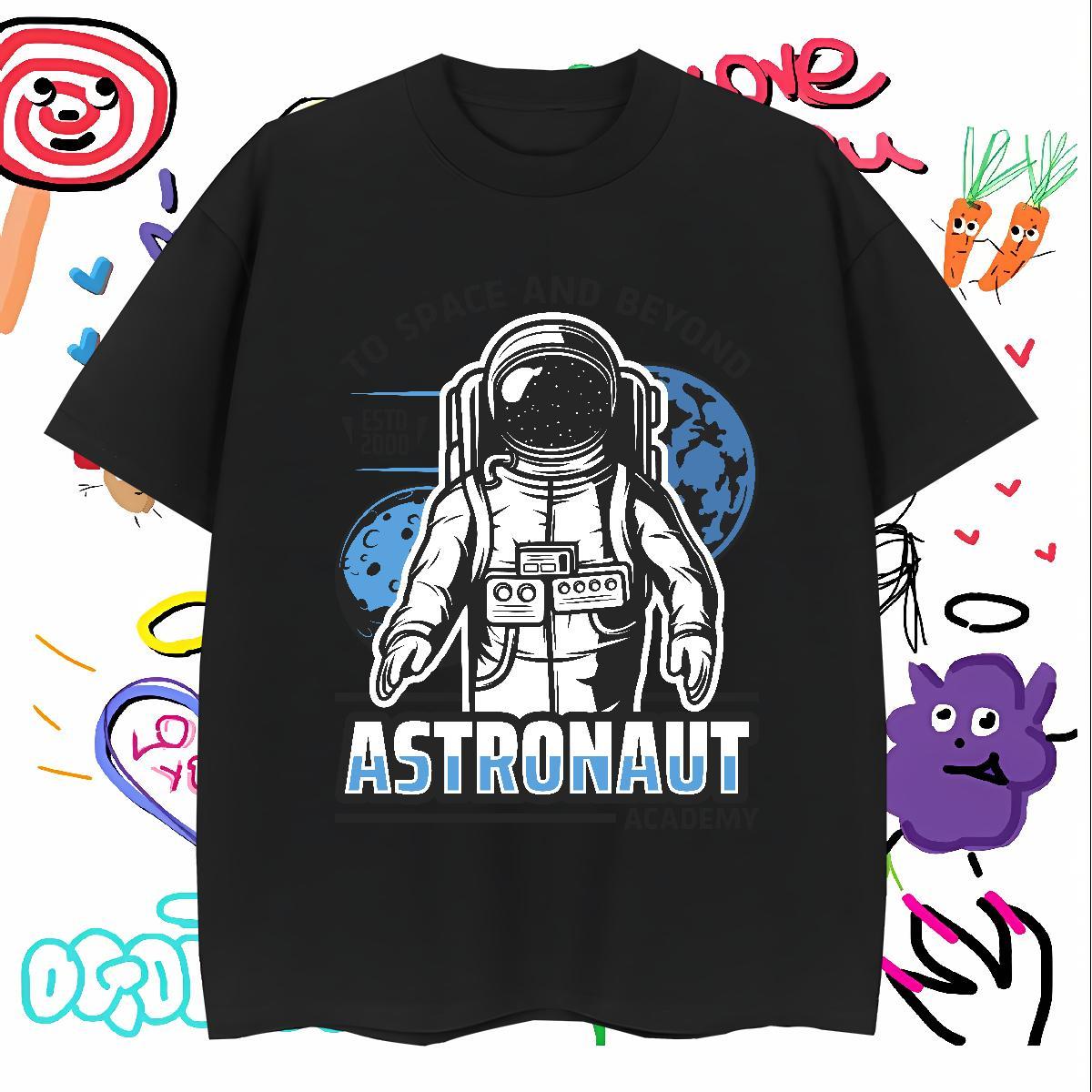 T Shirts Men 230g Pure Cotton universe Street Breathable Crew Neck Custom Print Oversized Tshirts Fashion Casual Cool Top Tees