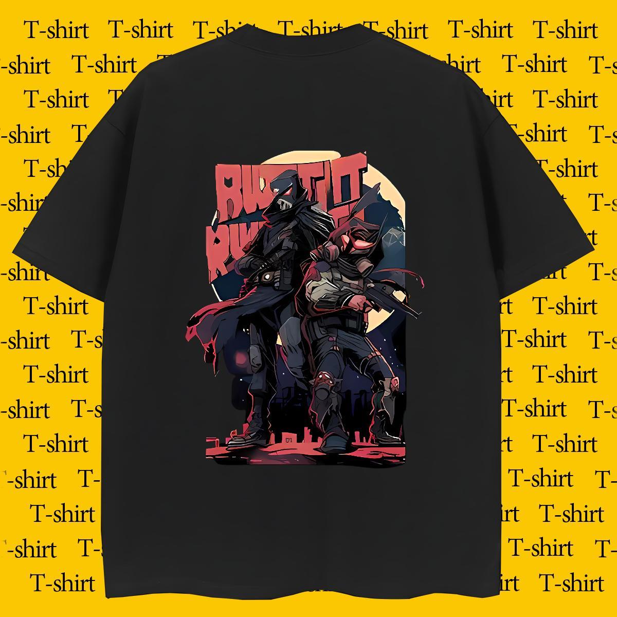 T Shirts Men 230g 100% Cotton Animated characters Street Breathable Soft Black Oversized Men Tshirts Customized Popular Tees Shirts