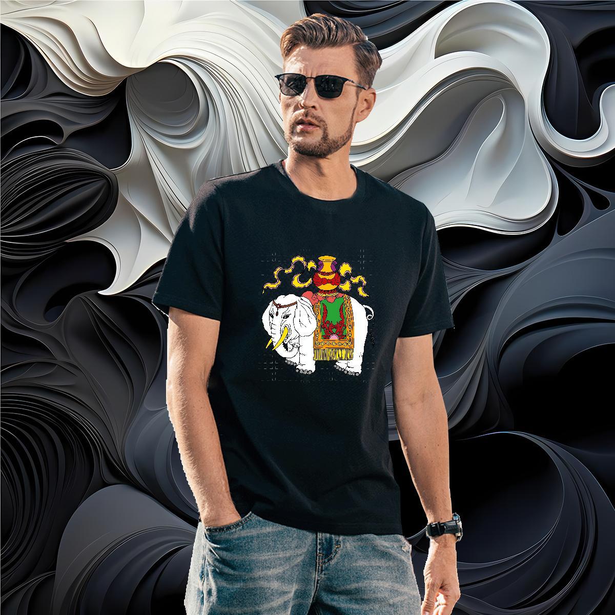 Casual New Man T Shirts 230g Cotton elephant Beach Wear Pure Cotton Cool Couples T Shirts DIY