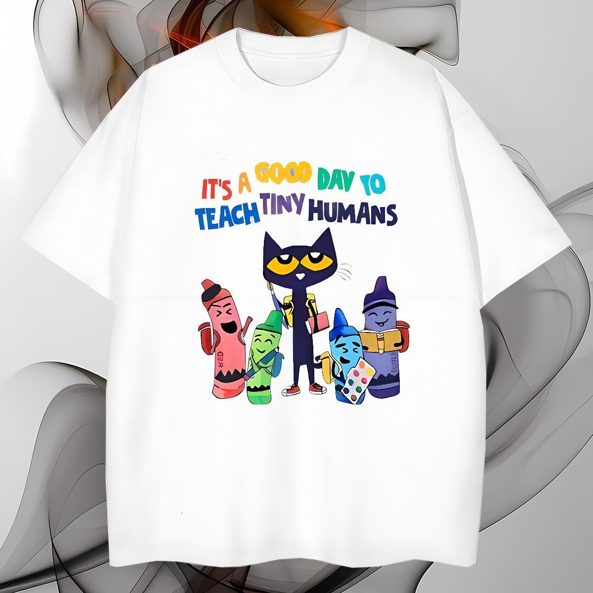 T Shirts Men 230g Cotton cat High Street Hip Hop Breathable Crew Neck DIY Anime Men Tshirts Fashion Designer Soft Tops