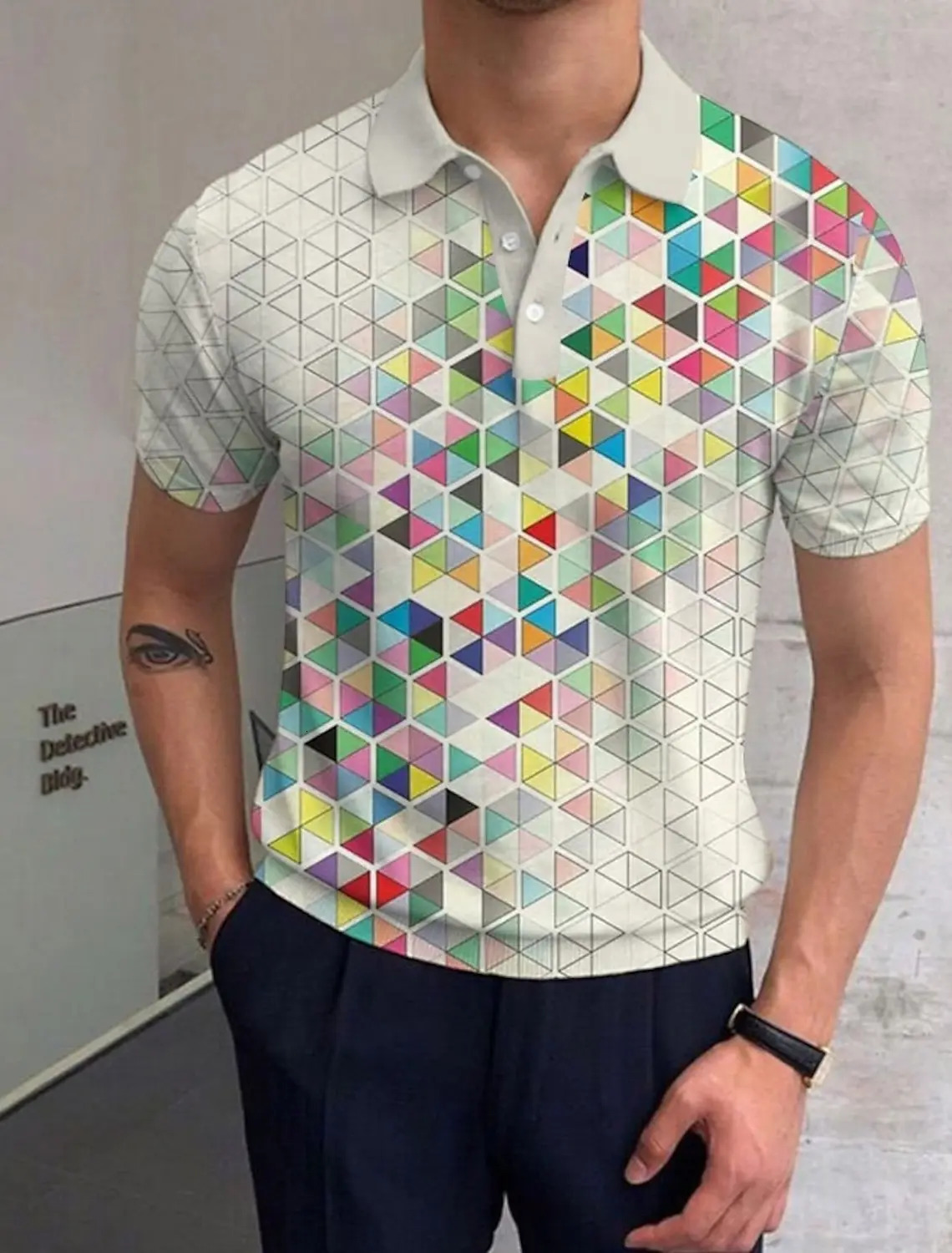 Mens Polo Shirt Golf Shirt Optical Illusion Graphic Print Geometry TurndownOutdoor Street Short Sleeves Button-Down Print Polos 240806