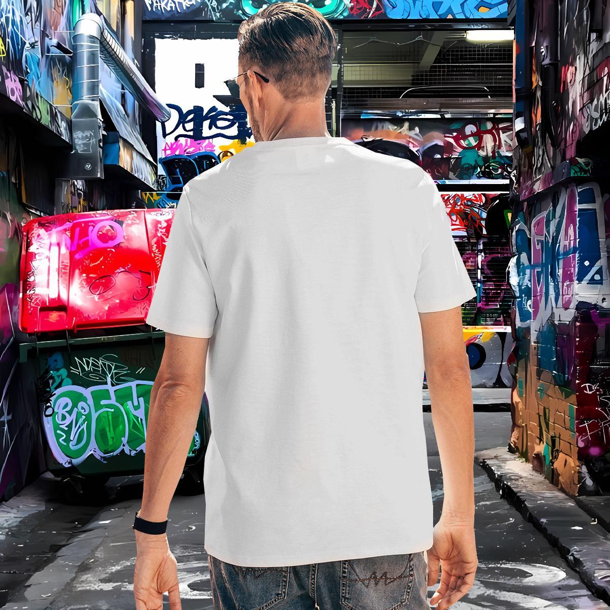 Loose Fit T Shirts Men wolf O Neck Short Sleeves Street Black White 100% Cotton 230g Tshirts Fashion Tees Shirts