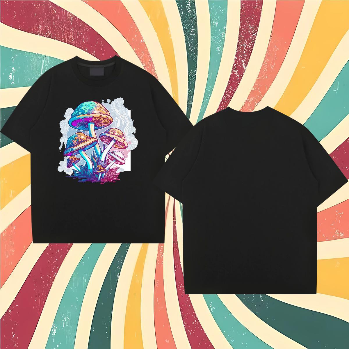 Stylist T-Shirts 230g Pure Cotton mushroom Beach Tees Shirts Crew Neck High Quality Men Tshirts Custom Cartoon
