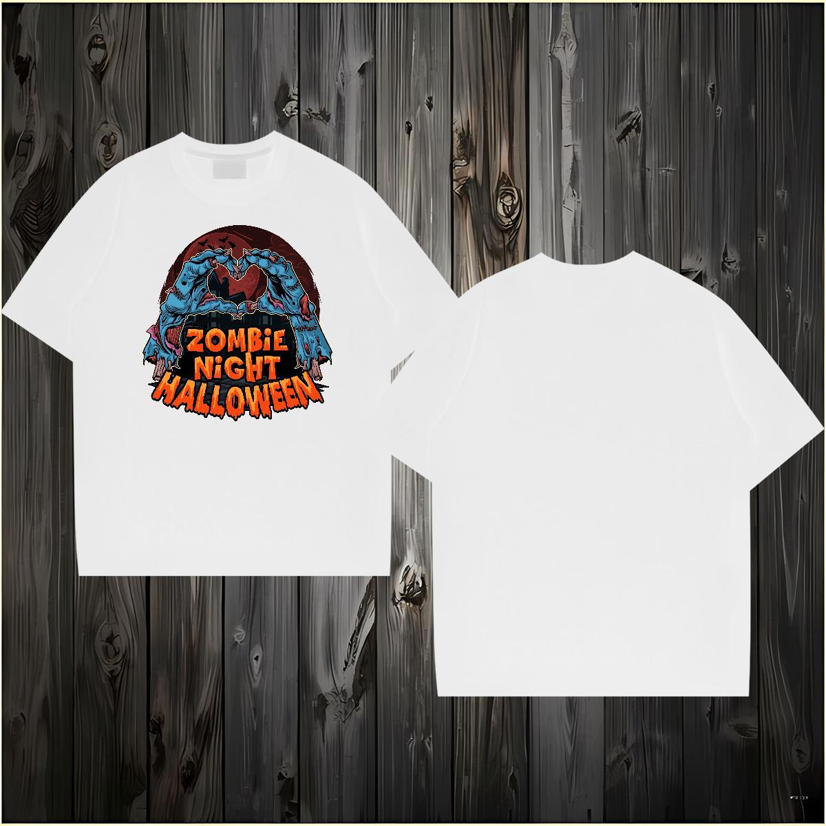 2024 Summer T-Shirts for Men 230g Cotton Halloween Anime Printing Street Tops Breathable Soft Men Clothes T-Shirt Graphic