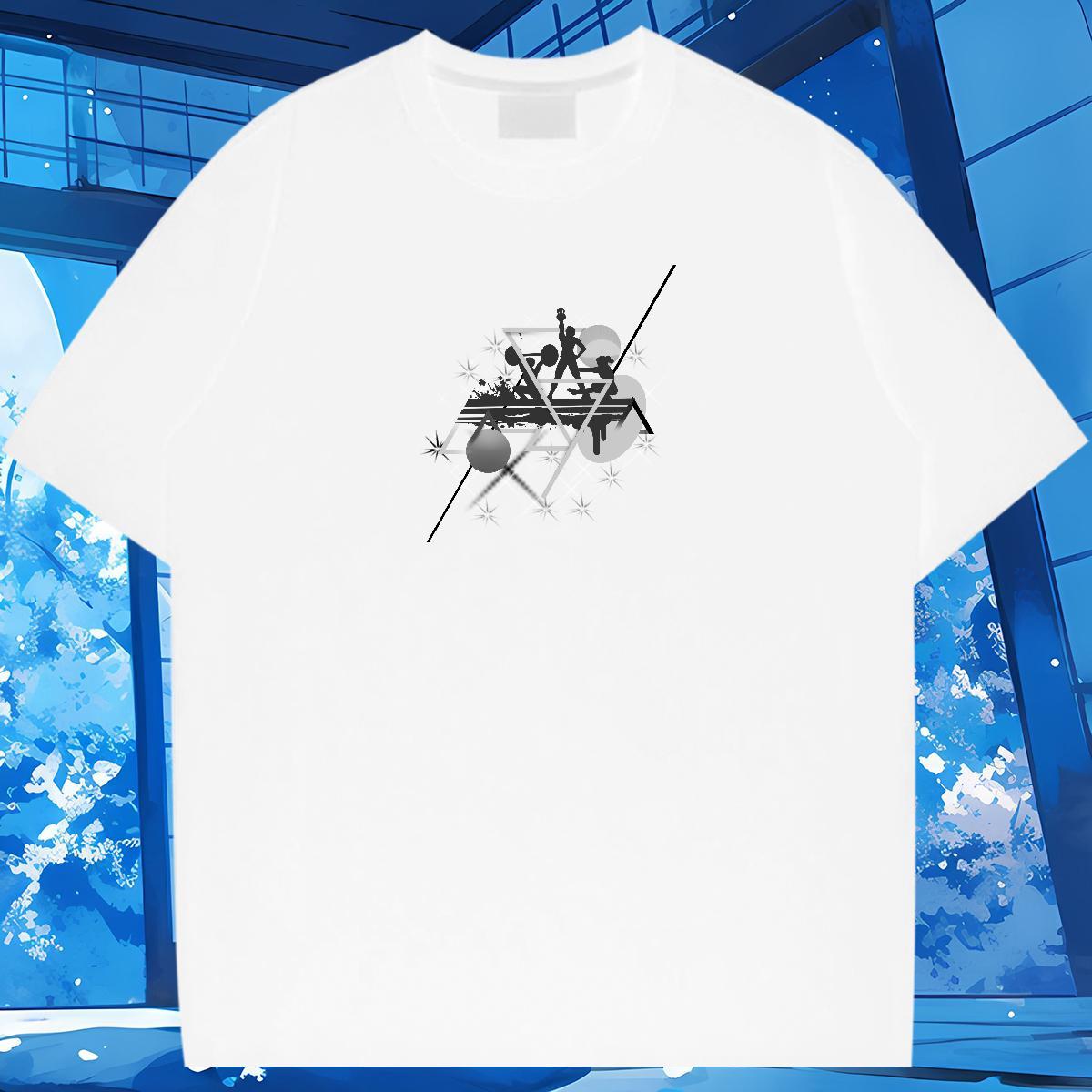 T shirt 230g 100% Cotton painting Daily Outfit Breathable Short Sleeve Floral Print Men Tops Tees DIY Customized Classic Tee Shirt