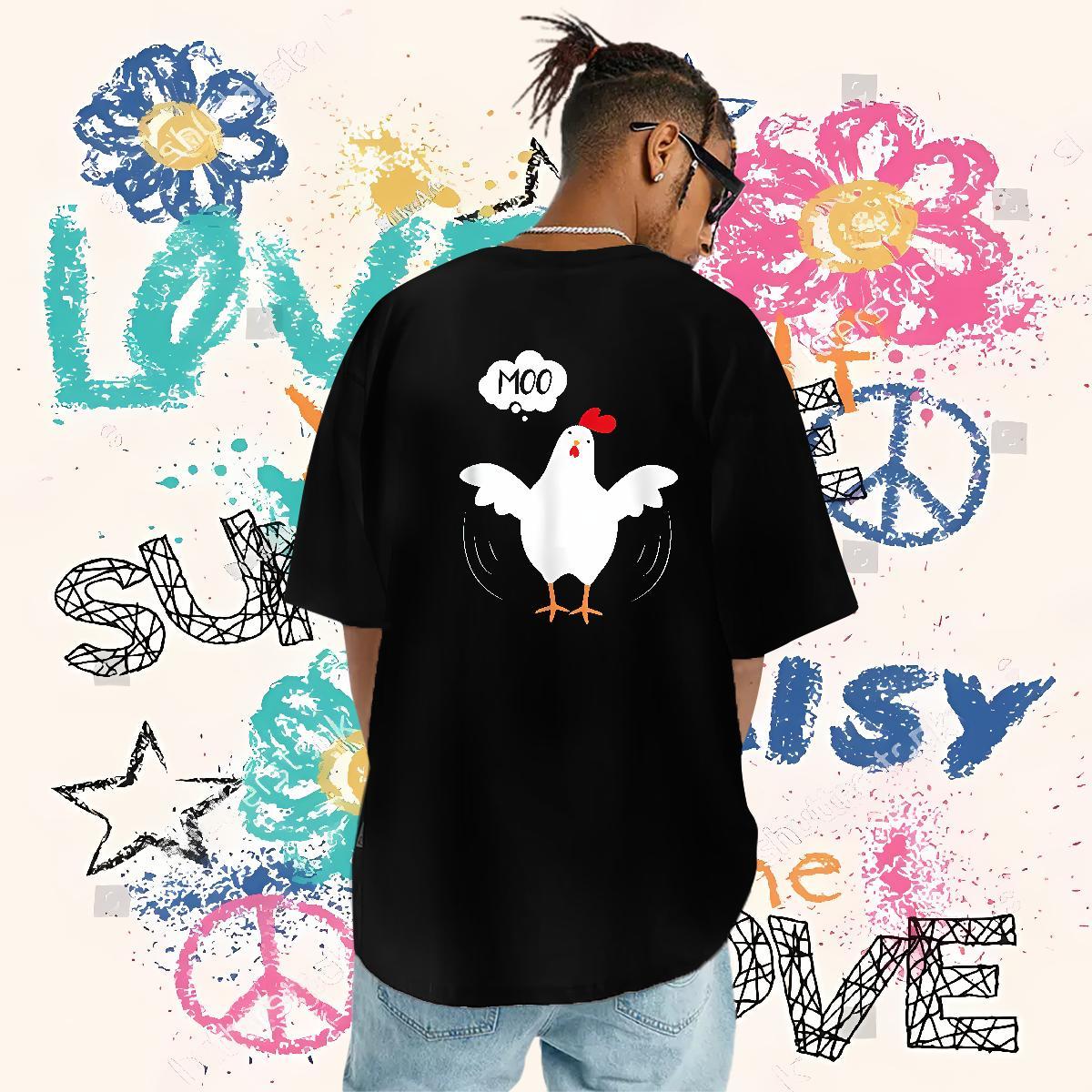 Fashion T-Shirts for Men 100% Cotton 230g chicken Casual Tees O-Neck Short Sleeve Free Shipping Couples T Shirts Oversized 4XL