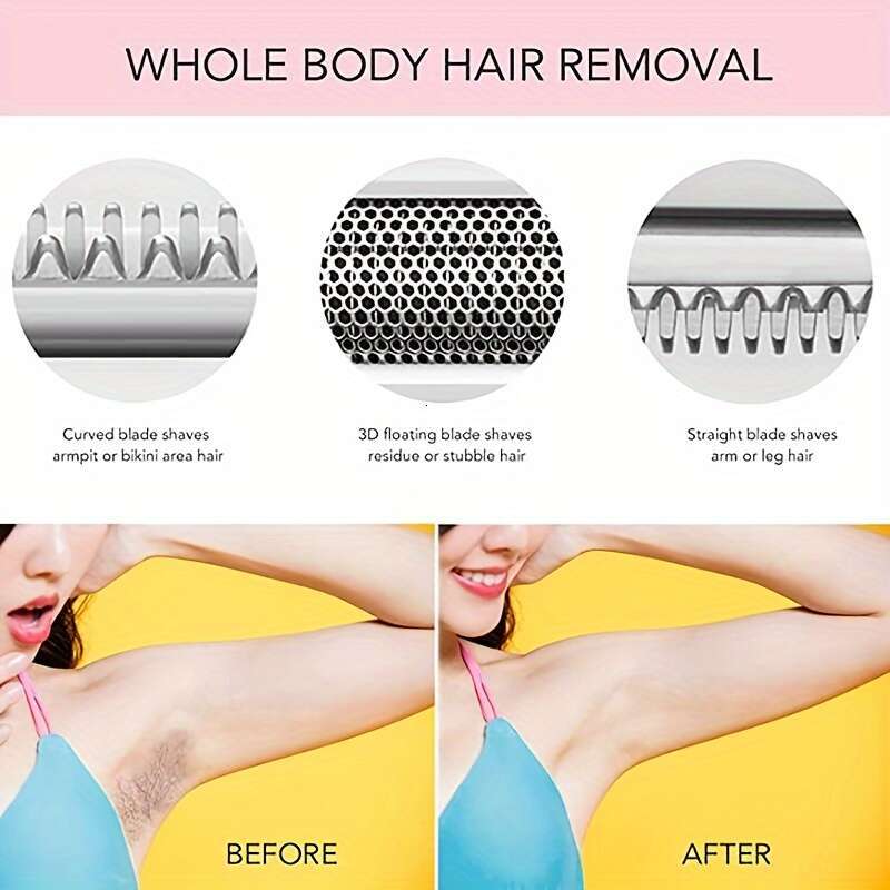 Electric Razor For Women, 4-in-1 Rechargeable grooming kit, Lady Electric Shaver For Face, Nose, Legs And Underarm, Bikini Trimmer For Women Wet & Dry
