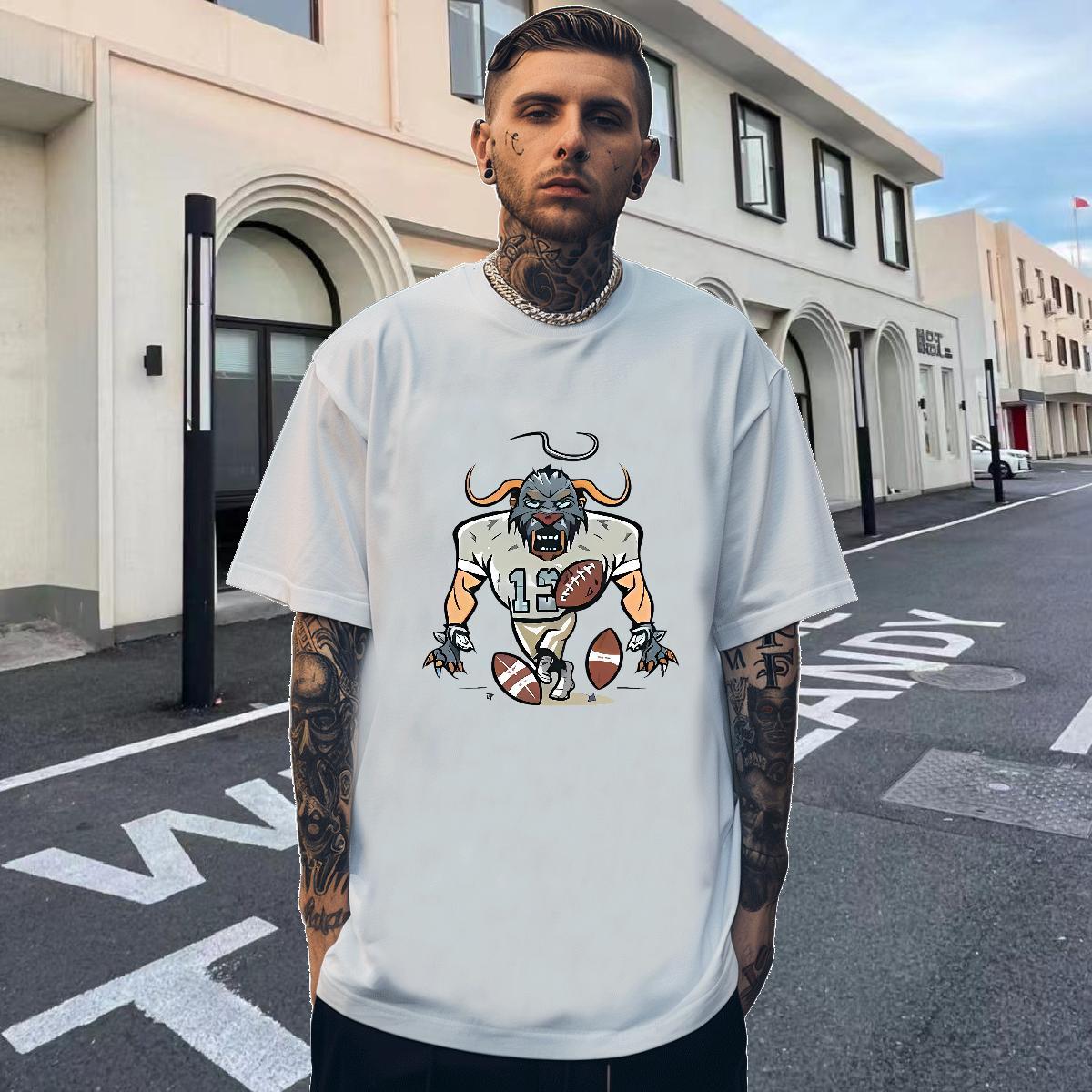 Classic Mens Tshirts 230g Cotton Spring Summer cow Plus Size Cartoon Breathable Short Sleeve New T Shirt For Man Top Tees