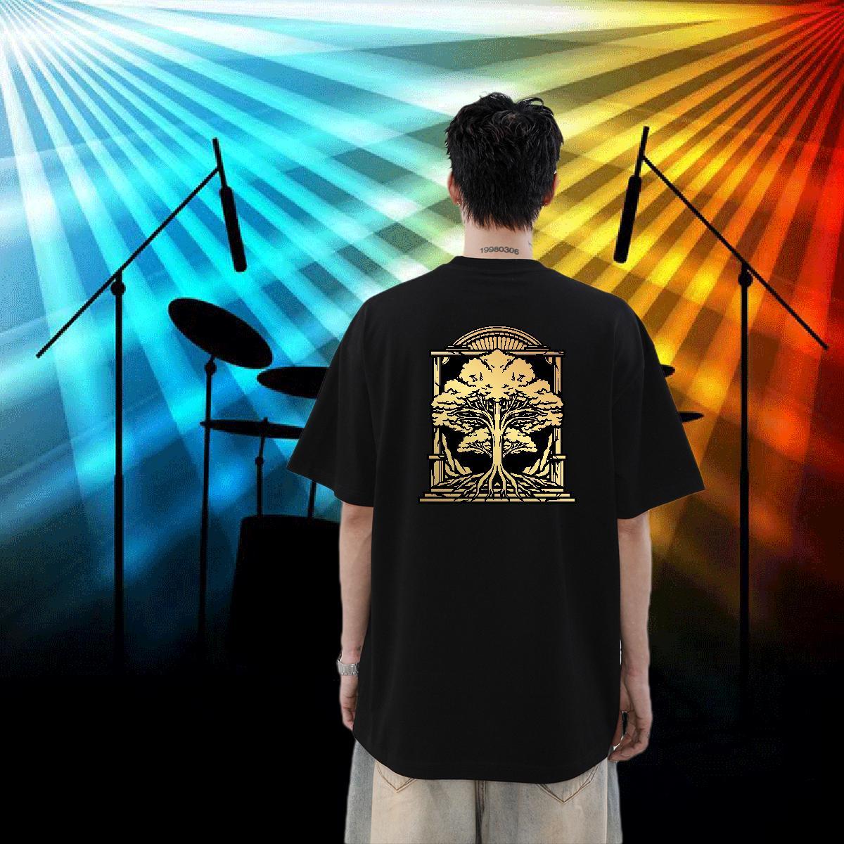 2024 Summer T-Shirts for Men 230g Cotton tree Home Outdoor Clothings Crew Neck Breathable Loose Fit Men Tshirts Customized