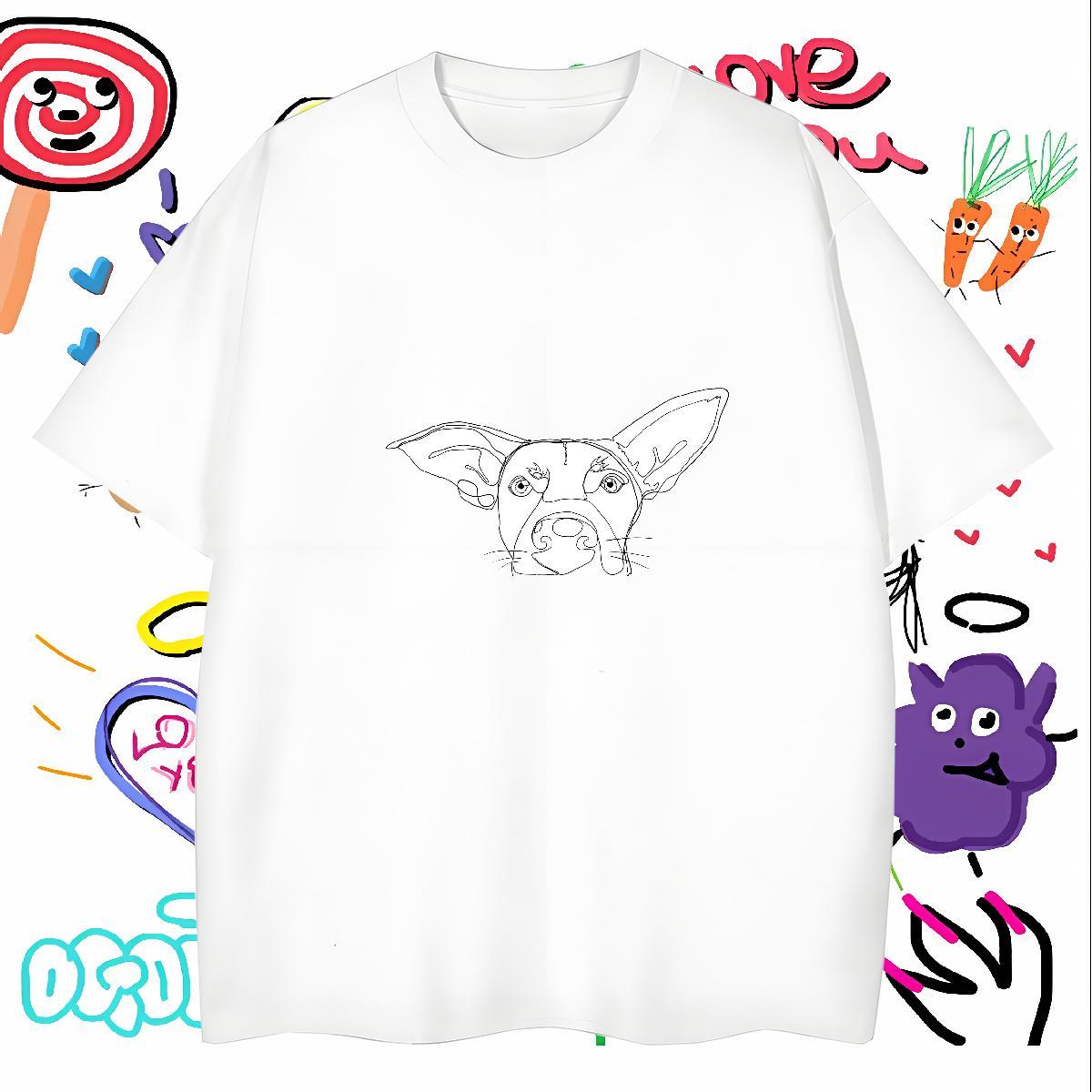 T-Shirts 230g 100% Cotton dog Hip Hop Short Sleeve Soft Custom Printing Men Tshirts Fashion Designer TOP Quality Wear