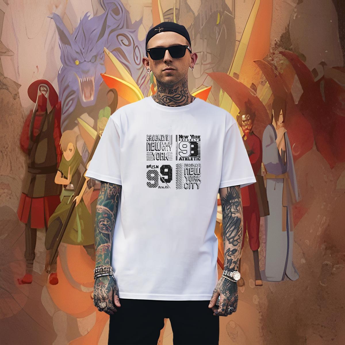 Popular Men Tees 100% Cotton 230g Street wear Hip Hop letter Cartoon Printing L-4XL Pure Cotton DIY Customized T Shirts Men Top Tees