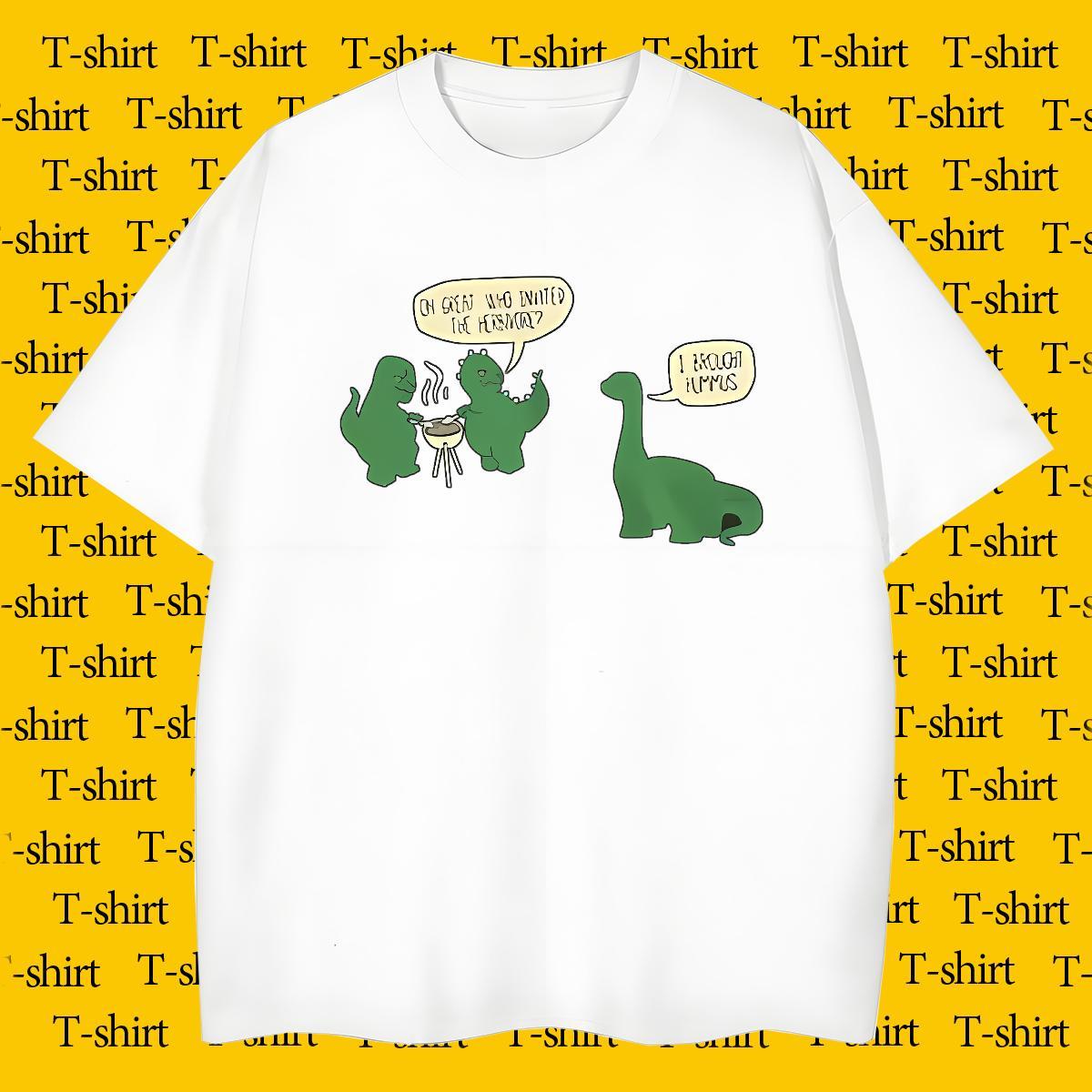 Mens T Shirts 100% Cotton 230g dinosaur Casual Short Sleeve O-Neck Customized Tshirt for Man Woman Casual New Wholesale Clothes