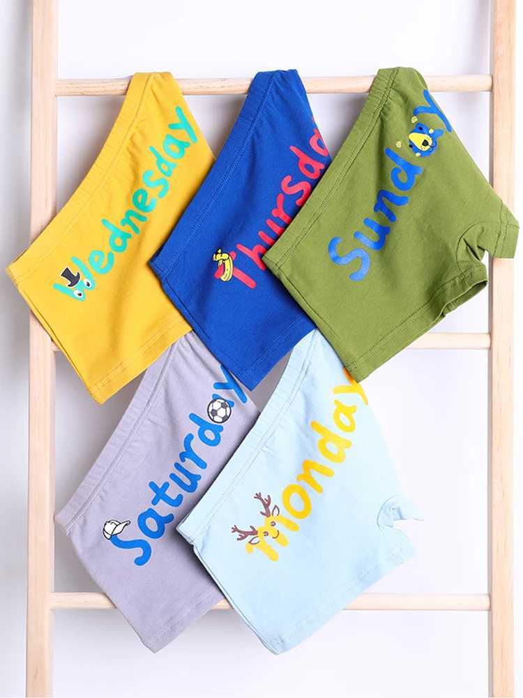 LJMOFA 7 pieces/batch 3-12T teenage boys childrens underwear baby boxing shorts cool multi-color letter underwear B138W240715