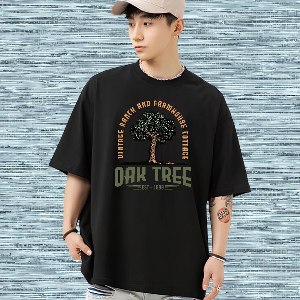 Fashion Designer T Shirts Men 230g Cotton tree Anime Printing Street Polos Round Neck Short Sleeve Brand Tshirt for Man Woman DIY Logo Oversized