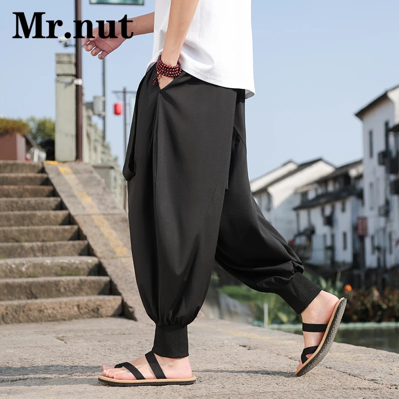 Mrnut Hip Hop Ice Silk Loose Harem Pants Mens Stylish Clothing Oversize Wide Leg Lantern Unisex Baggy Trousers Joggers 240806