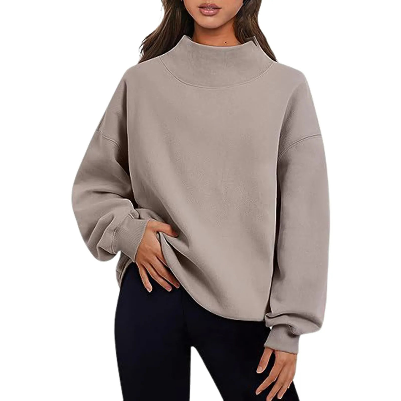 Spring Autumn Turtleneck Sweatshirt Cute Women Pullover Top Multi Colors Casual Loose Solid Color Thick Hoodie Females Hoodies 240806